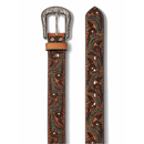 NOCONA Women's Belt Turquoise Stitch Paisley Brown