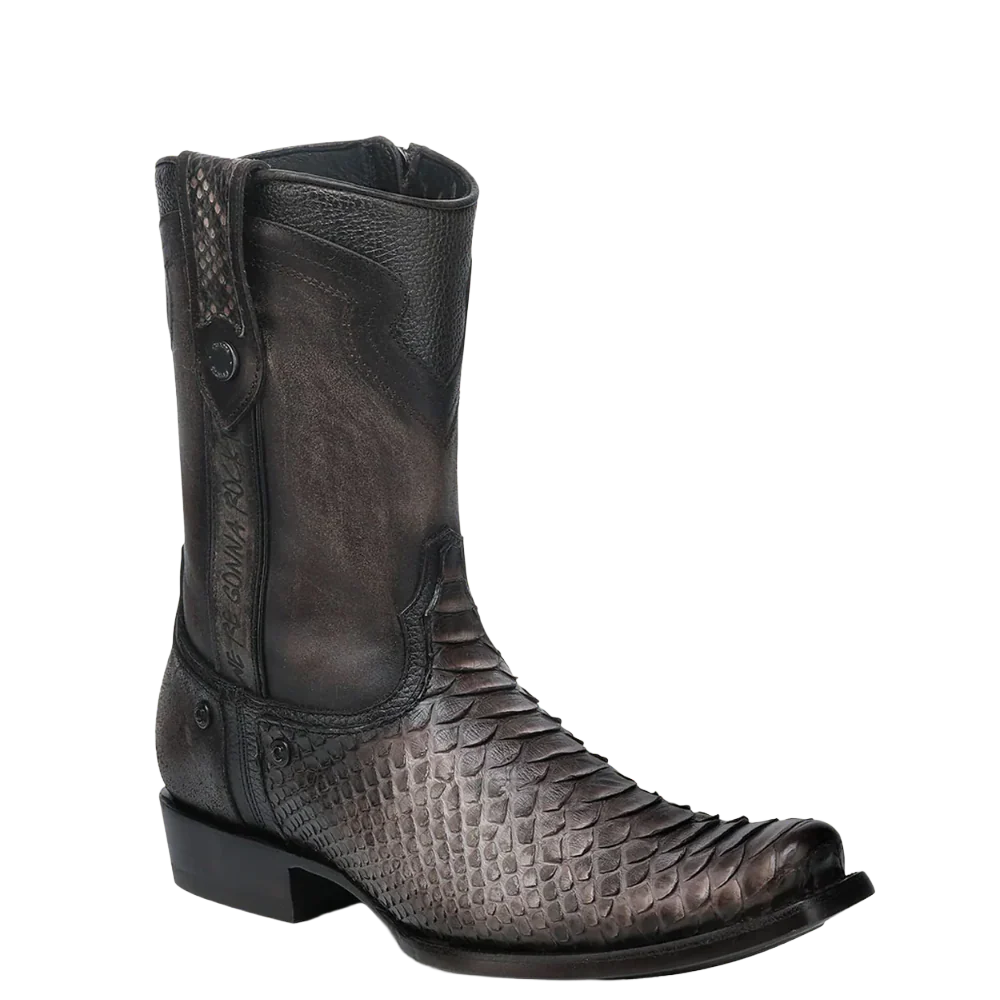 CUADRA Men's Chocolate Python Zipper & Studs Square Toe Boots – Ak'kin ...