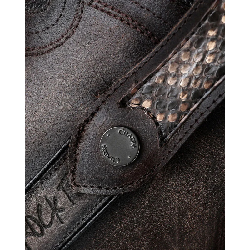 CUADRA Men's Chocolate Python Zipper & Studs Square Toe Boots – Ak'kin ...