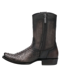 CUADRA Men's Chocolate Python Zipper & Studs Square Toe Boots