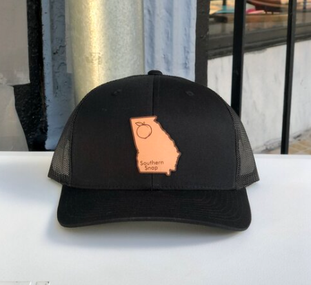 GA LEATHER PATCH Georgia State Peach Hat