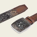 CUADRA Men's Genuine Bovine Leather Western Belt, Brown