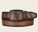 CUADRA Men's Genuine Leather Western Belt, Honey