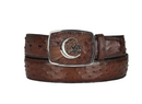 CUADRA Men's Genuine Engraved Leather Western Belt, Chestnut