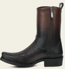 CUADRA Men's Genuine Leather Laser & Embroidery Western Boot, Chocolate