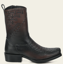 CUADRA Men's Genuine Leather Laser & Embroidery Western Boot, Chocolate