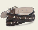 CUADRA Women's Engraved Bovine Belt With Studs, Chocolate