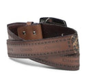 CUADRA Men's Genuine Leather Laser & Woven Belt, Honey