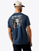 ARIAT Men's Ariat Longhorn Patriot Bravery T-Shirt, Blue
