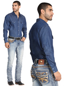 El Centenario Men's Denim Boot Cut Jeans Light Blue