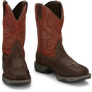 TONY LAMA Men's Junction 11" Waterproof Steel Toe Work Boot, Chocolate