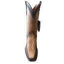 CUADRA Men's Ostrich Leather Embroidery and Woven Narrow Toe Western Boot