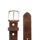 ARIAT Boys Belt 1 1/4 Stitch USA Flag Shield, Brown