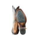 CUADRA Men's Ostrich Leather Embroidery and Woven Narrow Toe Western Boot
