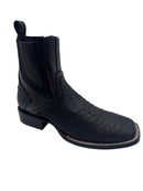 CUADRA Men's Genuine Leather Zipper & Elastic Square Toe, Black