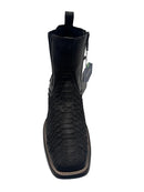 CUADRA Men's Genuine Leather Zipper & Elastic Square Toe, Black