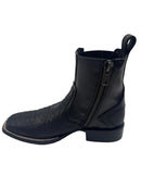 CUADRA Men's Genuine Leather Zipper & Elastic Square Toe, Black