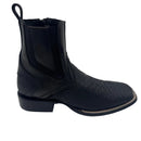 CUADRA Men's Genuine Leather Zipper & Elastic Square Toe, Black