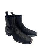 CUADRA Men's Genuine Leather Zipper & Elastic Square Toe, Black
