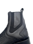CUADRA Men's Genuine Leather Zipper & Elastic Square Toe, Black