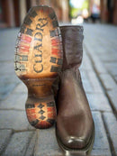 CUADRA Men's Urban Engraved Bovine Laser & Woven Zipper Western Boot