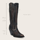 CUADRA Women's Zipper & Woven Studs Snip Toe Western Boot