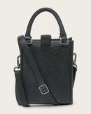 CUADRA Women's Geometric Top Handle Genuine Bovine Leather Handbag, Black