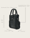 CUADRA Women's Geometric Top Handle Genuine Bovine Leather Handbag, Black