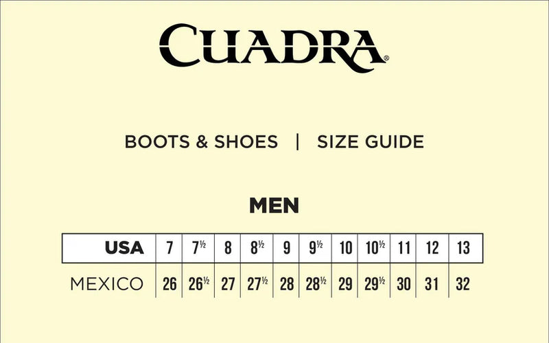 CUADRA Men's Copper LeatherCaiman Laser & Embroidery Square Toe CU456