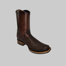El General Men's Genuine Leather Woven Pattern with Zipper Narrow Toe Western Boot