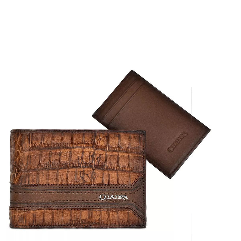 CUADRA Men's Bali Honey Caiman Stitching Wallet DU495