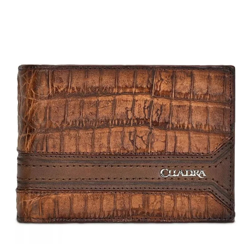 CUADRA Men's Bali Honey Caiman Stitching Wallet DU495