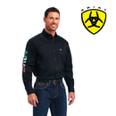 ARIAT Men's Team Logo Twill Classic Fit Mexico Shirt, Black