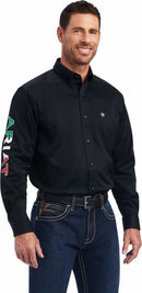 ARIAT Men's Team Logo Twill Classic Fit Mexico Shirt, Black