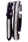 Women's Rhinestone and Metal Studded Western Leather Belt 108