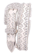 Women's Rhinestone Studded Leather Belt 115