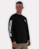 CATERPILLAR Men's Trademark Banner Long Sleeve T-Shirt, Black