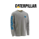 CATERPILLAR Men's Trademark Banner Long Sleeve T-Shirt ,Heather Grey