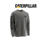 CATERPILLAR Men's Trademark Banner Long Sleeve T-Shirt, Dark Heather
