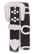 Women's Horseshoe Rhinestone Studded Leather Belt 3605