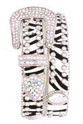 Women's Rhinestone Studded Leather Fur Belt 3785