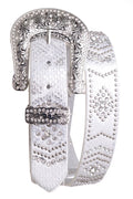 Women's Rhinestone Studded Leather Belt 6526