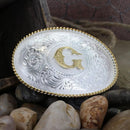 MONTANA SILVERSMITH Initial G Silver Engraved Gold Trim