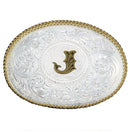 MONTANA SILVERSMITH Initial J Silver Engraved Gold Trim