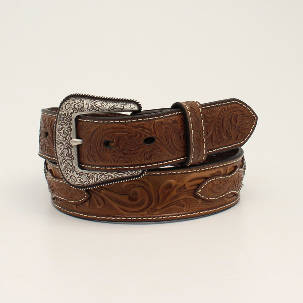 Ariat Tapered Double Stitch Oval Concho Brown Belt