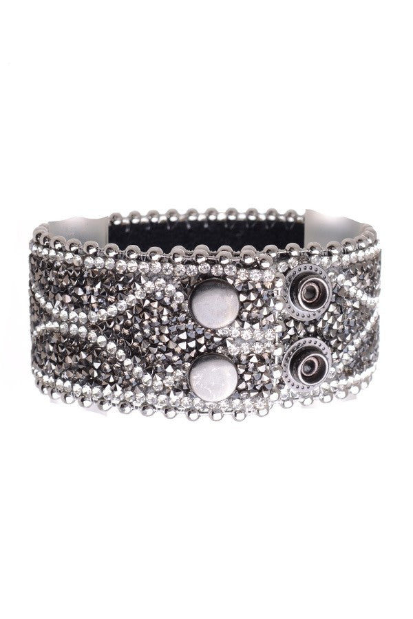 Women's Bling Mesh Stone Leather Bracelet A1108