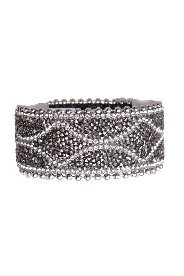 Women's Bling Mesh Stone Leather Bracelet A1108