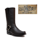 RODEO BRAVO Men's Black Leather Biker Boot